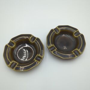 Set of 2 Vintage Pfaltzgraff 3.5" Ashtray Green Glaze Pottery Made In U.S.A.